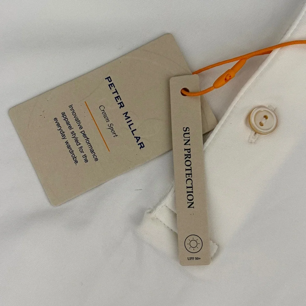 Peter Millar Polo Shirt Mens M White Dewars Embroidered Crown Sport Career Work - Picture 4 of 8